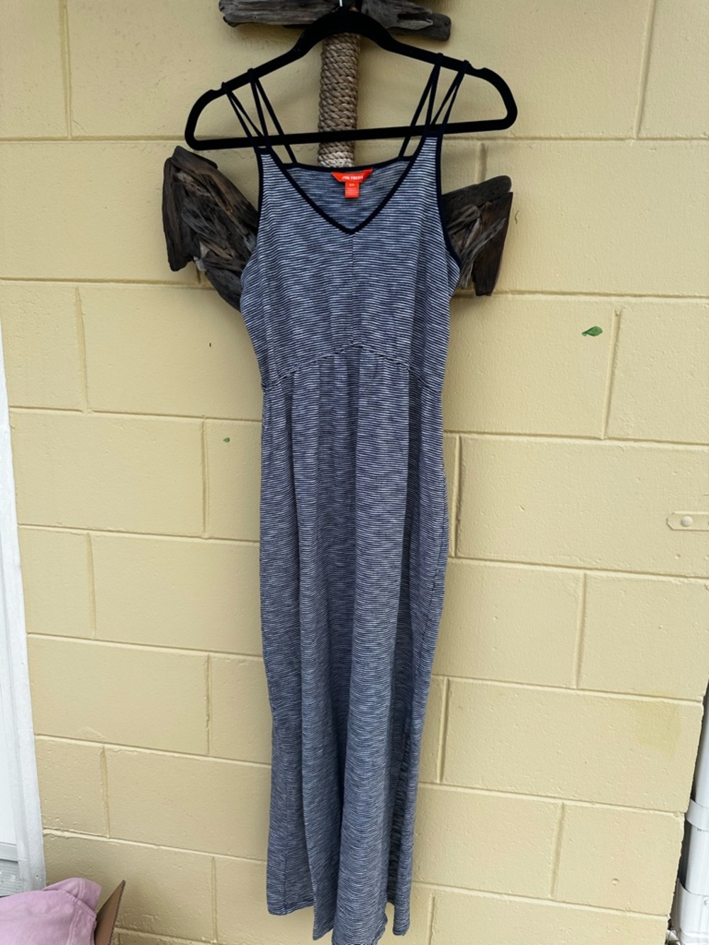 Joe Fresh Black and White Striped V-Neck Top